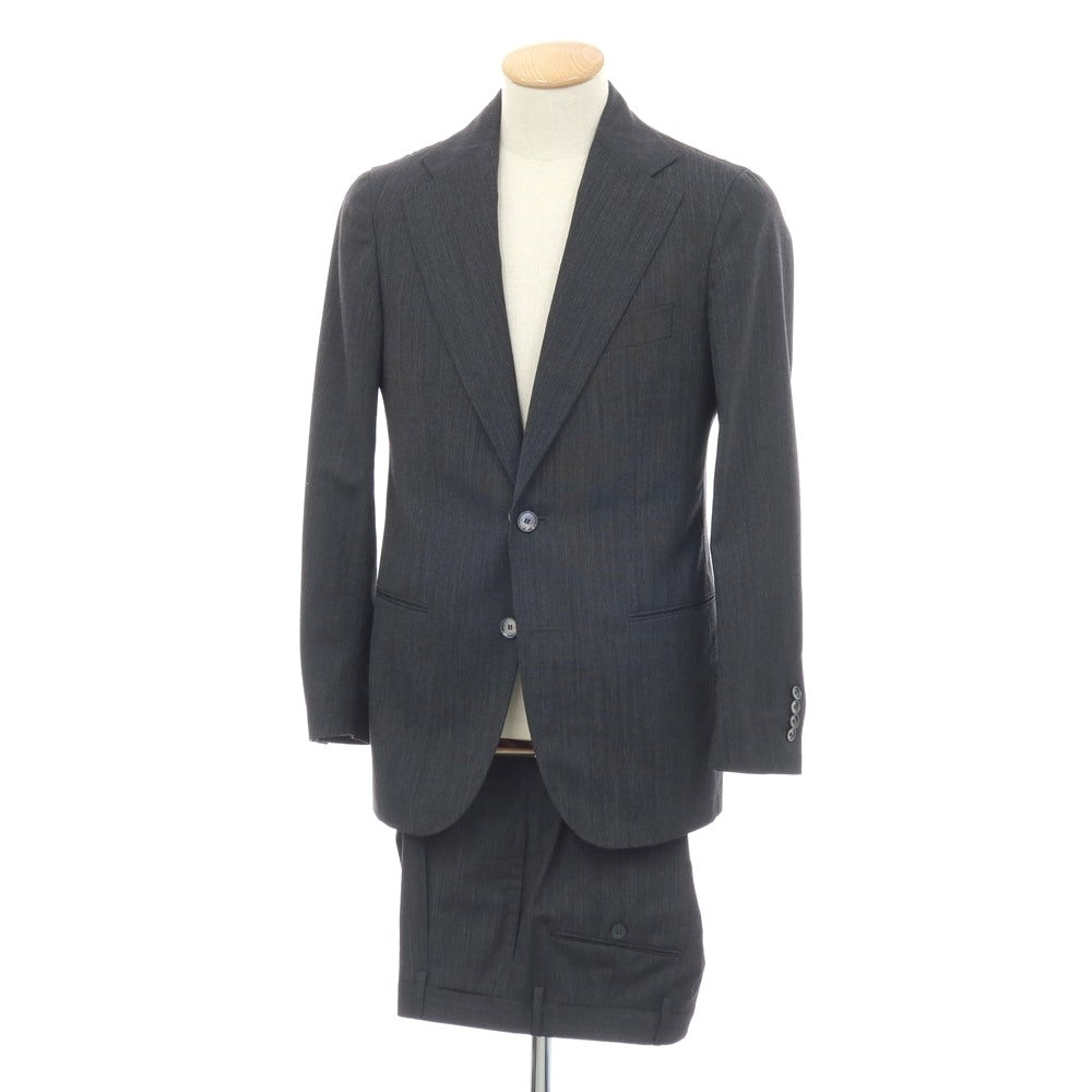 【中古】スティレ ラティーノ STILE LATINO ウール 2つボタンスーツ グレーxネイビー×ブラック【サイズ44 DROP.8R】【 状態ランクB 】【 メンズ 】