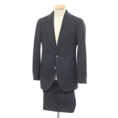 【中古】スティレ ラティーノ STILE LATINO ウール 2つボタンスーツ グレーxネイビー×ブラック【サイズ44 DROP.8R】【 状態ランクB 】【 メンズ 】