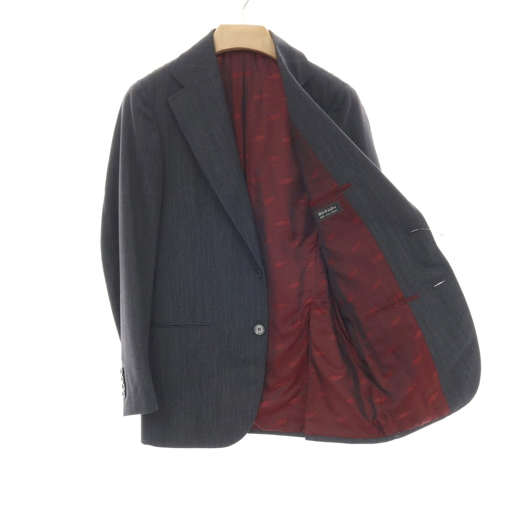 【中古】スティレ ラティーノ STILE LATINO ウール 2つボタンスーツ グレーxネイビー×ブラック【サイズ44 DROP.8R】【 状態ランクB 】【 メンズ 】