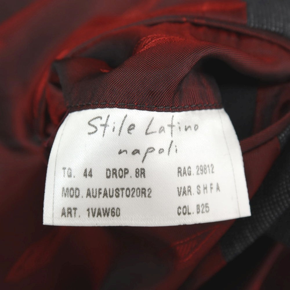 【中古】スティレ ラティーノ STILE LATINO ウール 2つボタンスーツ グレーxネイビー×ブラック【サイズ44 DROP.8R】【 状態ランクB 】【 メンズ 】