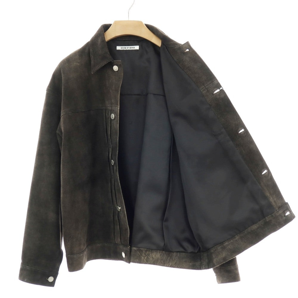 【中古】セブン バイ セブン SEVEN BY SEVEN 2026年春夏 URBAN RESEARCH別注 アンティーク加工 レザーブルゾン ブラック【サイズ表記なし（M位）】【 状態ランクB 】【 メンズ 】