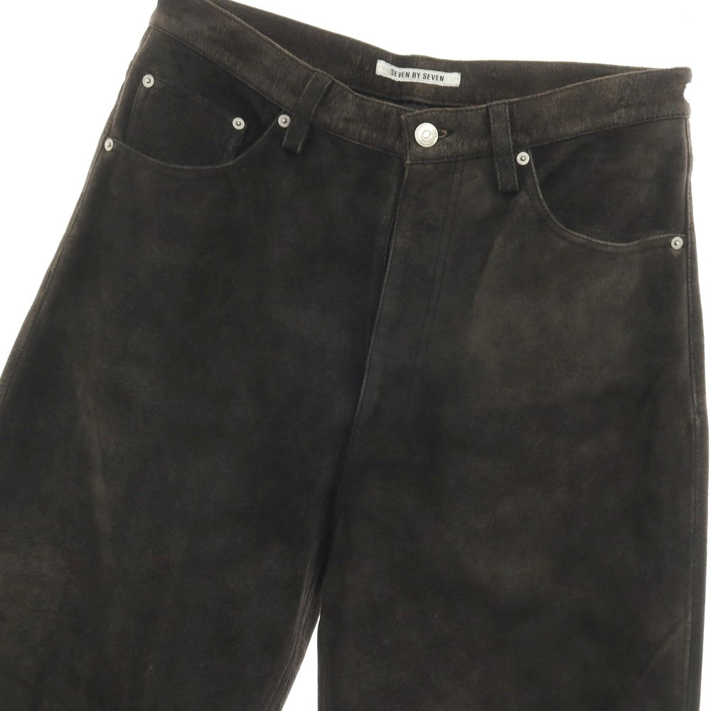 【中古】セブン バイ セブン SEVEN BY SEVEN 2026年春夏 URBAN RESEARCH別注 アンティーク加工 レザー 5ポケットパンツ ブラック【サイズ表記なし（S位）】【 状態ランクA 】【 メンズ 】
