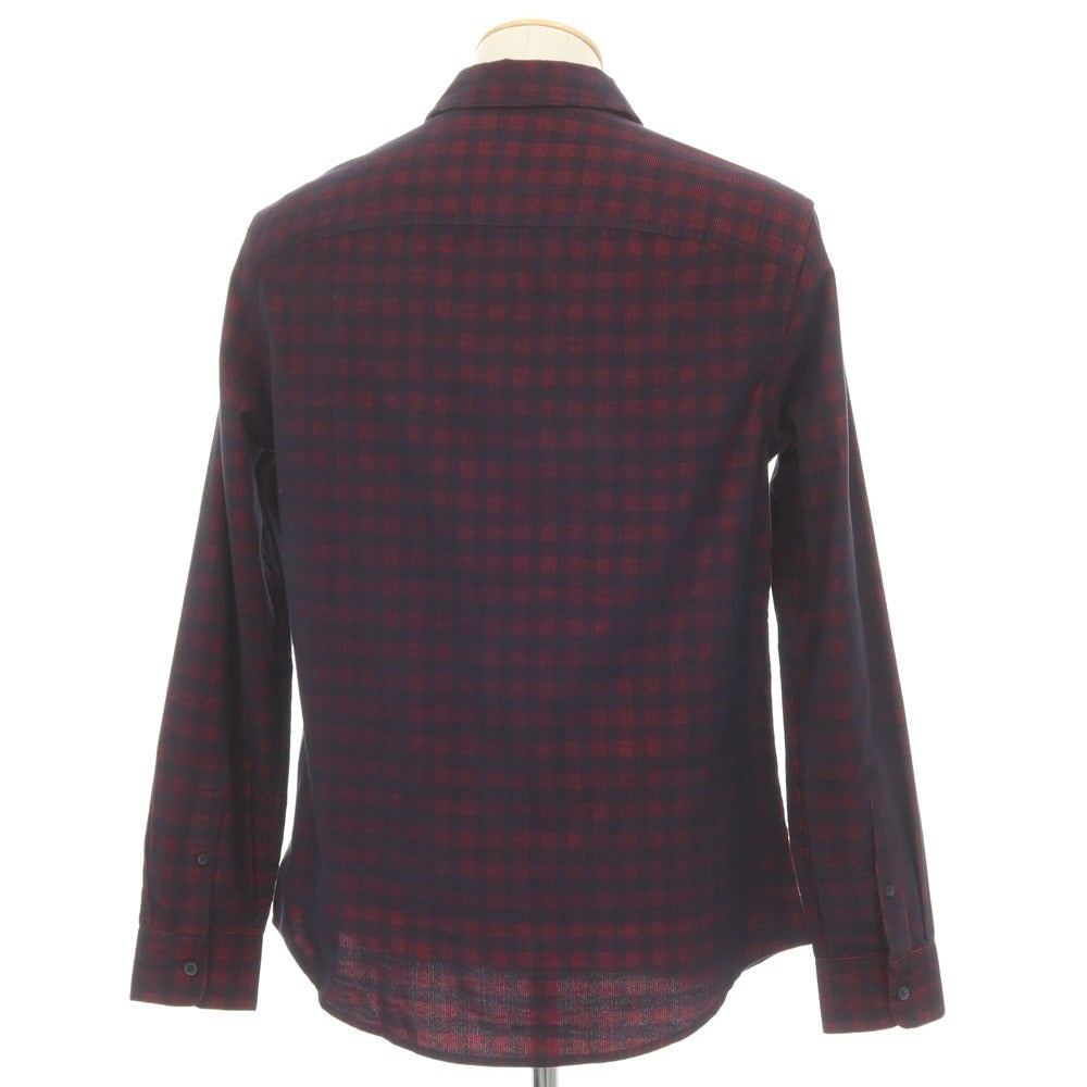 【中古】アルマーニ エクスチェンジ A/X ARMANI EXCHANGE コットン 細畝コーデュロイ チェック カジュアルシャツ レッドxブラック【サイズS】【 状態ランクB 】【 メンズ 】