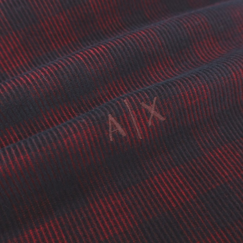 【中古】アルマーニ エクスチェンジ A/X ARMANI EXCHANGE コットン 細畝コーデュロイ チェック カジュアルシャツ レッドxブラック【サイズS】【 状態ランクB 】【 メンズ 】