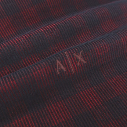 【中古】アルマーニ エクスチェンジ A/X ARMANI EXCHANGE コットン 細畝コーデュロイ チェック カジュアルシャツ レッドxブラック【サイズS】【 状態ランクB 】【 メンズ 】