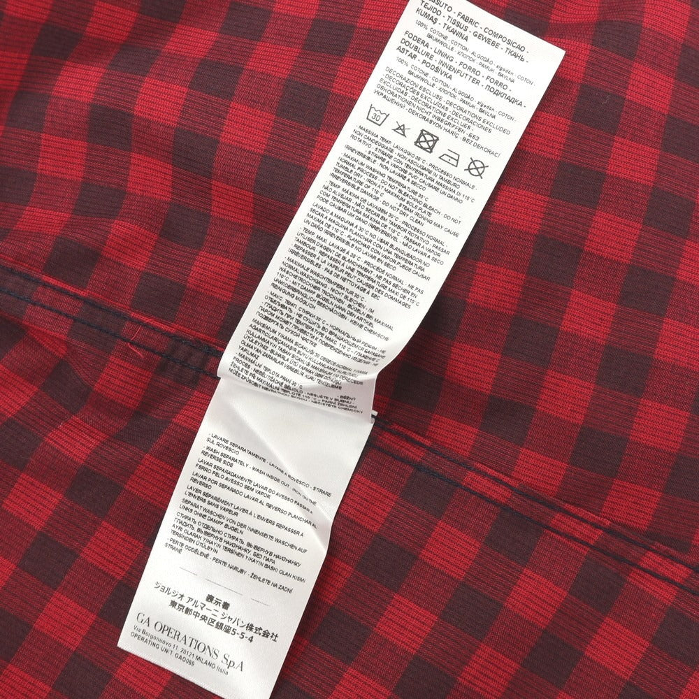 【中古】アルマーニ エクスチェンジ A/X ARMANI EXCHANGE コットン 細畝コーデュロイ チェック カジュアルシャツ レッドxブラック【サイズS】【 状態ランクB 】【 メンズ 】