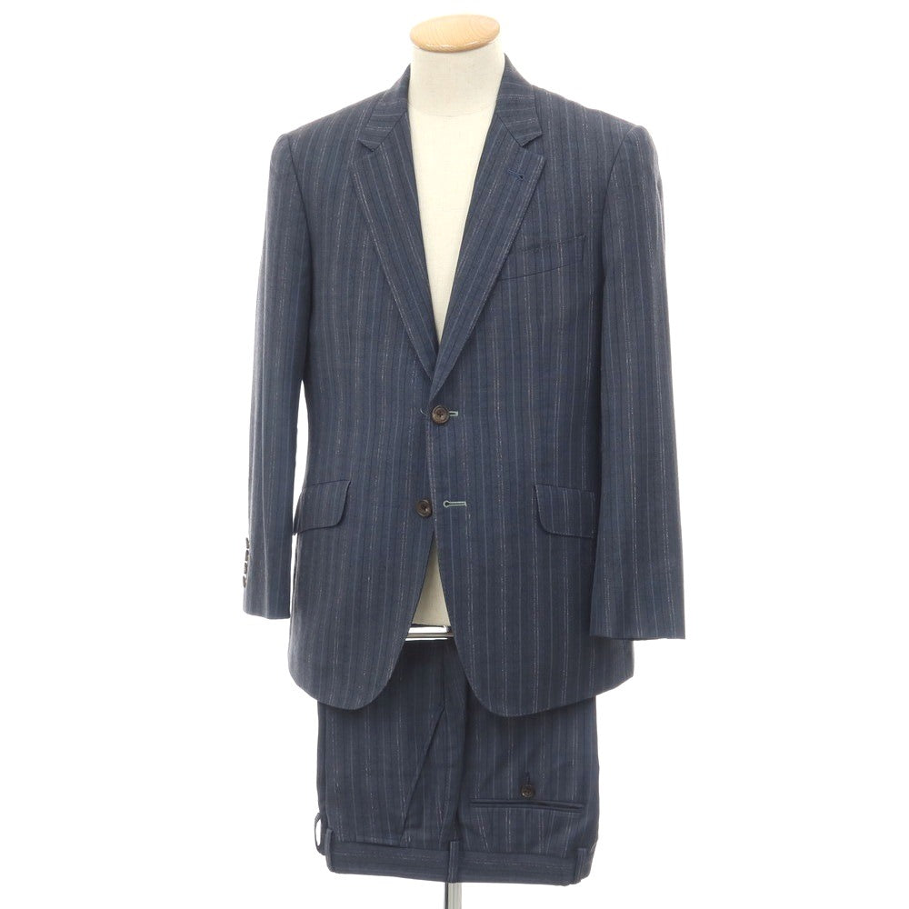 【中古】ポールスミスコレクション PAUL SMITH COLLECTION ウール ストライプ 2つボタンスーツ ネイビー【サイズ表記なし（S位）】【 状態ランクC 】【 メンズ 】