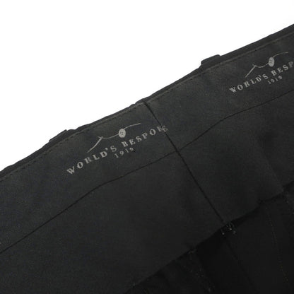 【中古】ワールズ ビスポーク WORLD’S BESPOKE SUPER130’S ウール ストライプ 2つボタンスーツ ブラックxブラウン【サイズPM】【 状態ランクC 】【 メンズ 】