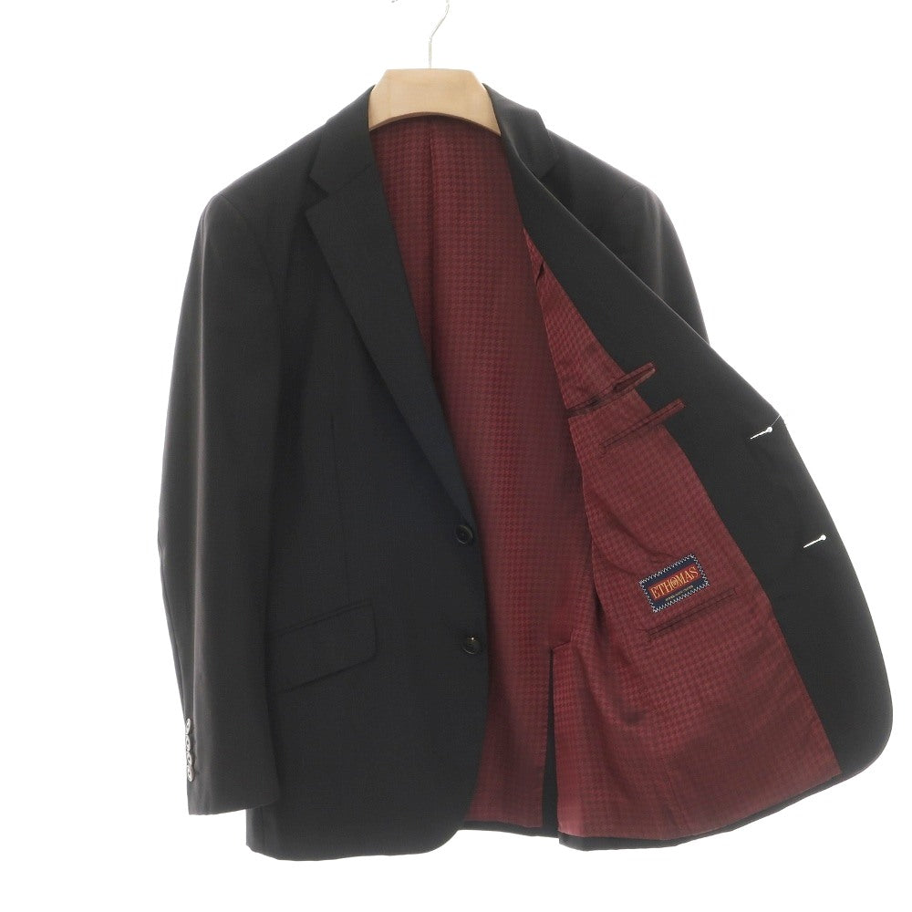 【中古】ワールズ ビスポーク WORLD’S BESPOKE SUPER130’S ウール ストライプ 2つボタンスーツ ブラックxブラウン【サイズPM】【 状態ランクC 】【 メンズ 】