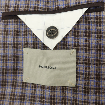 【中古】ボリオリ BOGLIOLI DOVER ウールナイロン チェック 3B テーラードジャケット グレージュxブルー【サイズ46】【 状態ランクC 】【 メンズ 】