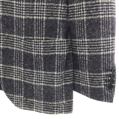 【中古】サルトリオ Sartorio ウールアルパカナイロン チェック 3B テーラードジャケット ネイビーxホワイト【サイズ44】【 状態ランクC 】【 メンズ 】