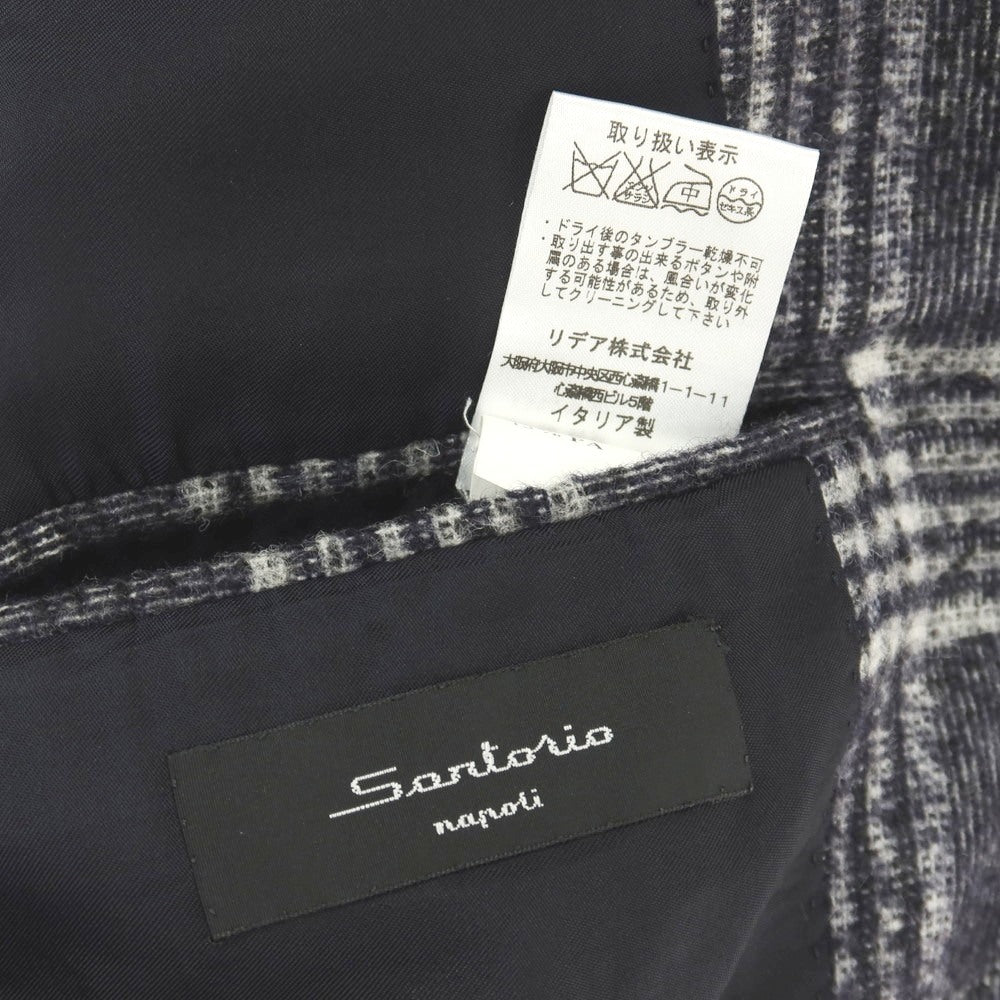 【中古】サルトリオ Sartorio ウールアルパカナイロン チェック 3B テーラードジャケット ネイビーxホワイト【サイズ44】【 状態ランクC 】【 メンズ 】