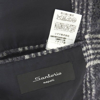 【中古】サルトリオ Sartorio ウールアルパカナイロン チェック 3B テーラードジャケット ネイビーxホワイト【サイズ44】【 状態ランクC 】【 メンズ 】