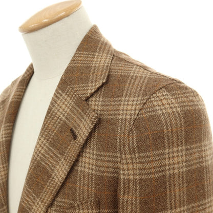 【中古】ラベラ サルトリア ナポレターナ La vera Sartoria Napoletana ウールカシミヤ チェック 2B テーラードジャケット ブラウンxベージュ【サイズ表記なし（S位）】【 状態ランクB 】【 メンズ 】