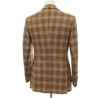 【中古】ラベラ サルトリア ナポレターナ La vera Sartoria Napoletana ウールカシミヤ チェック 2B テーラードジャケット ブラウンxベージュ【サイズ表記なし（S位）】【 状態ランクB 】【 メンズ 】