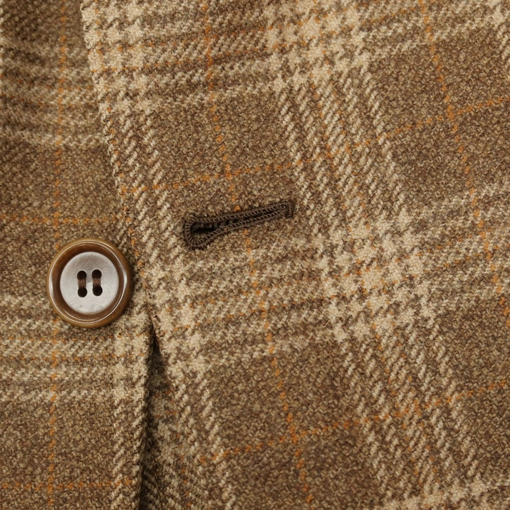 【中古】ラベラ サルトリア ナポレターナ La vera Sartoria Napoletana ウールカシミヤ チェック 2B テーラードジャケット ブラウンxベージュ【サイズ表記なし（S位）】【 状態ランクB 】【 メンズ 】