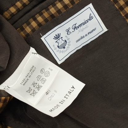 【中古】エリコフォルミコラ ERRICO FORMICOLA リネンコットン チェック 3B テーラードジャケット ベージュxブラウン【サイズ46】【 状態ランクC 】【 メンズ 】