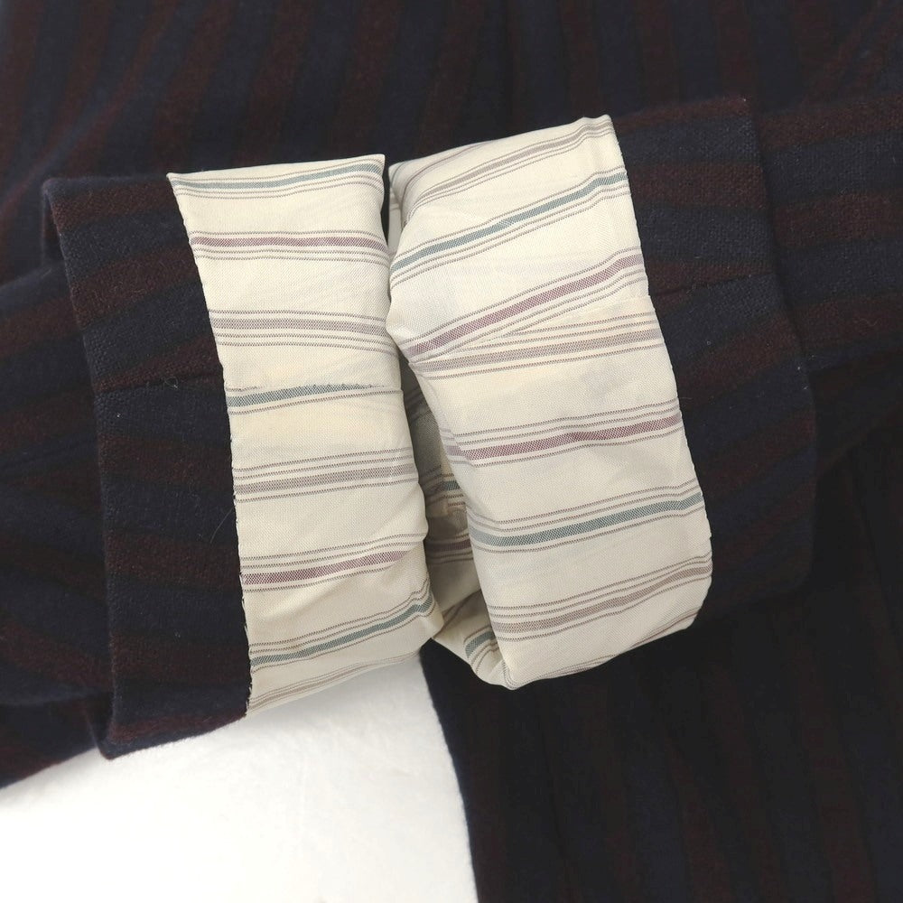 【中古】ラルディーニ LARDINI ウールナイロン ストライプ ダブル6B テーラードジャケット ネイビーxボルドー【サイズ46】【 状態ランクB 】【 メンズ 】