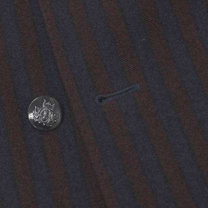 【中古】ラルディーニ LARDINI ウールナイロン ストライプ ダブル6B テーラードジャケット ネイビーxボルドー【サイズ46】【 状態ランクB 】【 メンズ 】