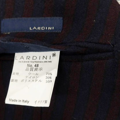 【中古】ラルディーニ LARDINI ウールナイロン ストライプ ダブル6B テーラードジャケット ネイビーxボルドー【サイズ46】【 状態ランクB 】【 メンズ 】