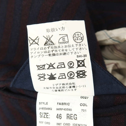 【中古】ラルディーニ LARDINI ウールナイロン ストライプ ダブル6B テーラードジャケット ネイビーxボルドー【サイズ46】【 状態ランクB 】【 メンズ 】