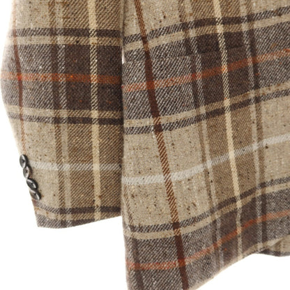 【中古】ラルディーニ LARDINI ウールレーヨンシルク チェック 3B テーラードジャケット ベージュ系xブラウン【サイズ44】【 状態ランクB 】【 メンズ 】