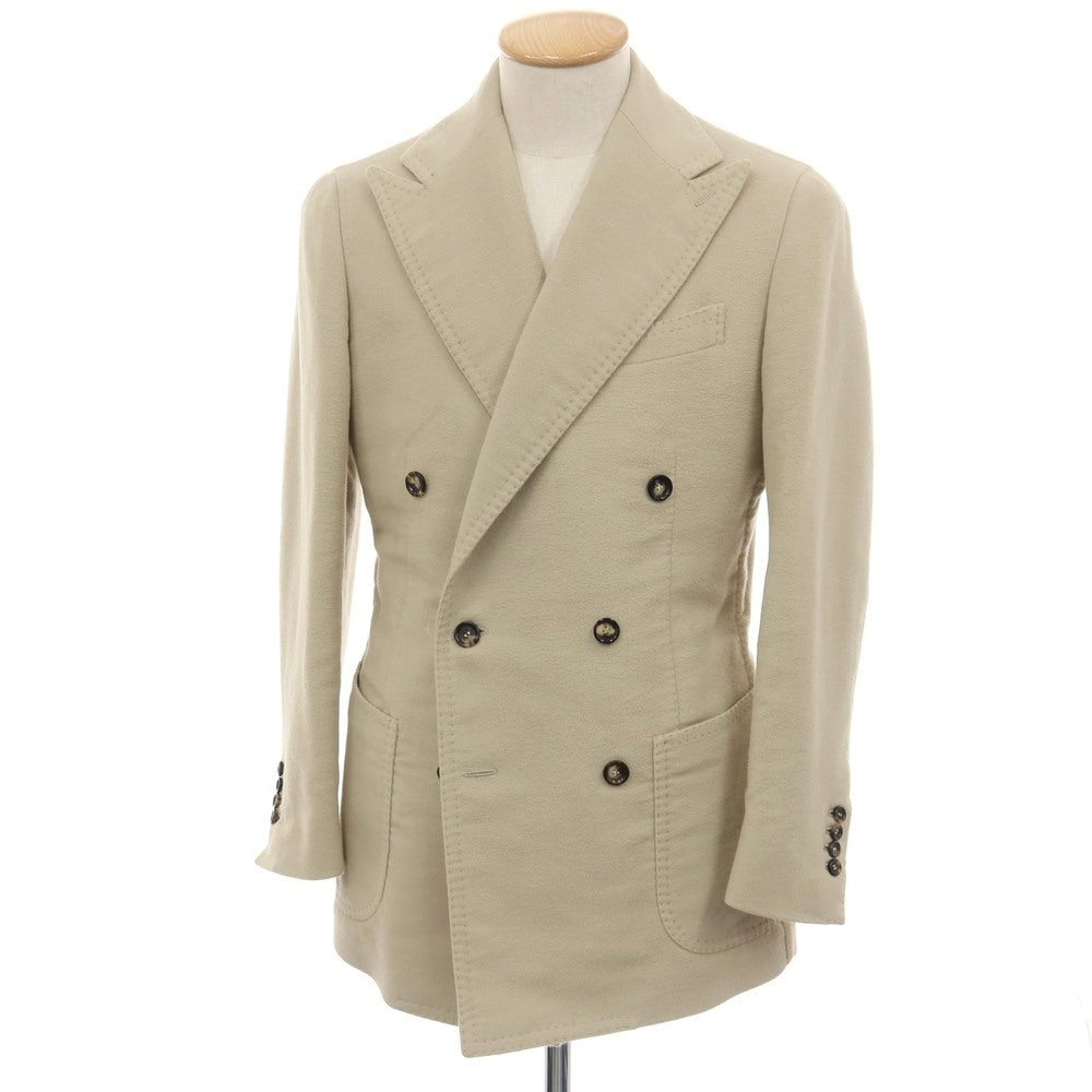 【中古】スティレ ラティーノ STILE LATINO コットン ダブル6B テーラードジャケット ライトグリーンベージュ【サイズ44 DROP,8R】【 状態ランクB 】【 メンズ 】