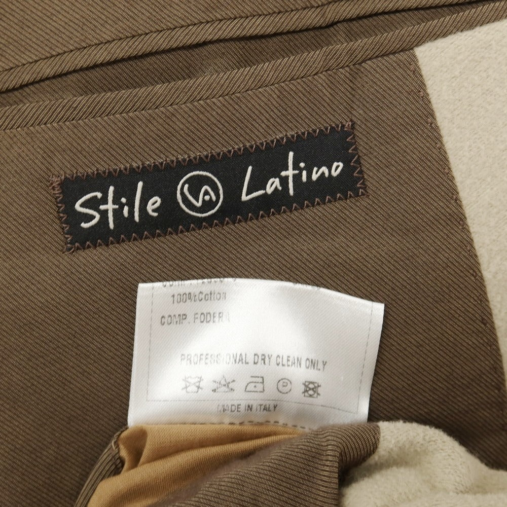 【中古】スティレ ラティーノ STILE LATINO コットン ダブル6B テーラードジャケット ライトグリーンベージュ【サイズ44 DROP,8R】【 状態ランクB 】【 メンズ 】