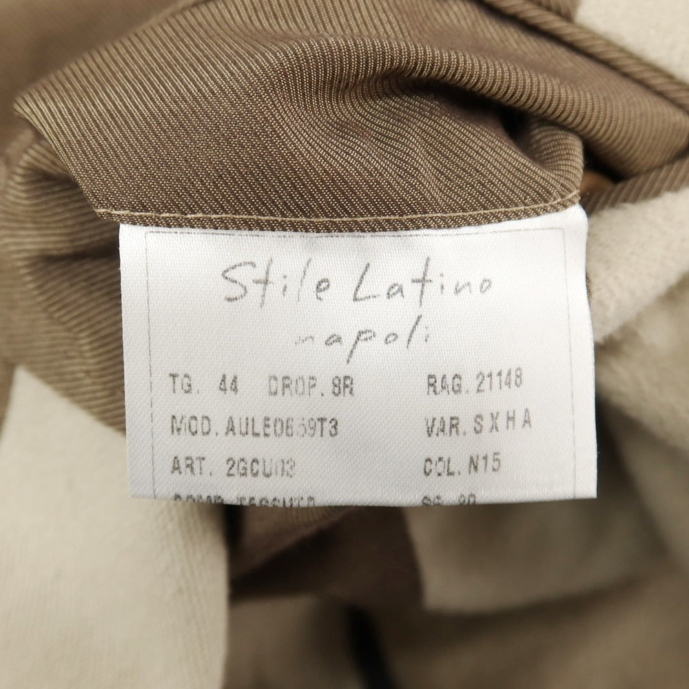 【中古】スティレ ラティーノ STILE LATINO コットン ダブル6B テーラードジャケット ライトグリーンベージュ【サイズ44 DROP,8R】【 状態ランクB 】【 メンズ 】