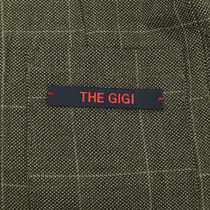 【中古】ザ ジジ THE GIGI ウール ウィンドウペーンチェック ダブル8B テーラードジャケット オリーブ系【サイズ46】【 状態ランクC 】【 メンズ 】