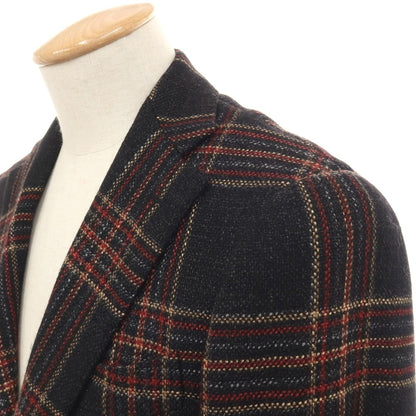 【中古】ブリッラ ペル イル グスト Brilla per il gusto ウールシルク チェック 3B テーラードジャケット ブラックxレッド【サイズ44】【 状態ランクB 】【 メンズ 】