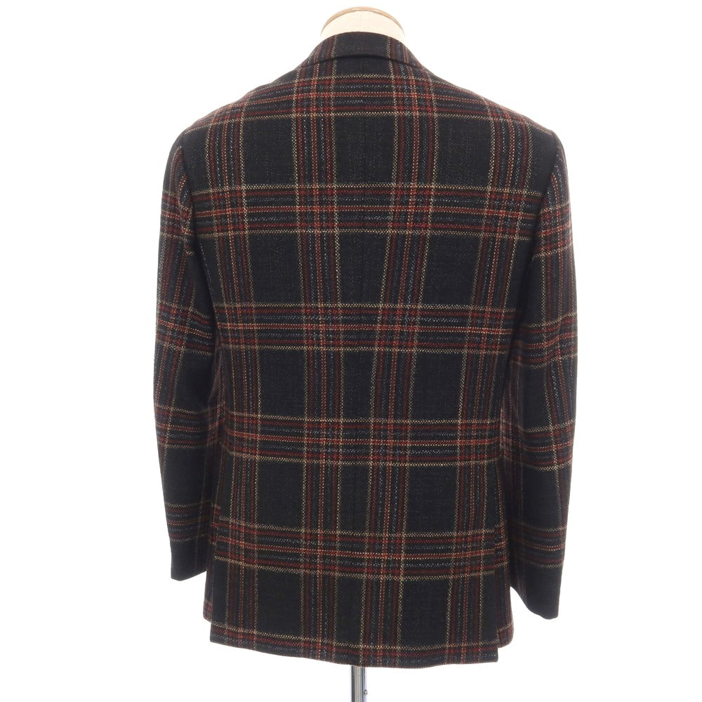 【中古】ブリッラ ペル イル グスト Brilla per il gusto ウールシルク チェック 3B テーラードジャケット ブラックxレッド【サイズ44】【 状態ランクB 】【 メンズ 】