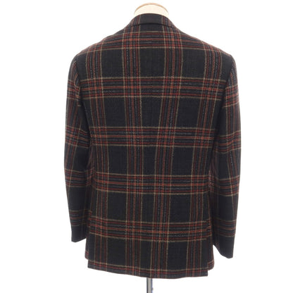 【中古】ブリッラ ペル イル グスト Brilla per il gusto ウールシルク チェック 3B テーラードジャケット ブラックxレッド【サイズ44】【 状態ランクB 】【 メンズ 】