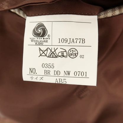 【中古】ダックス DAKS ウールシルクカシミヤ チェック エルボーパッチ 2B カジュアルジャケット ベージュ系xグレー【サイズAB5】【 状態ランクB 】【 メンズ 】
