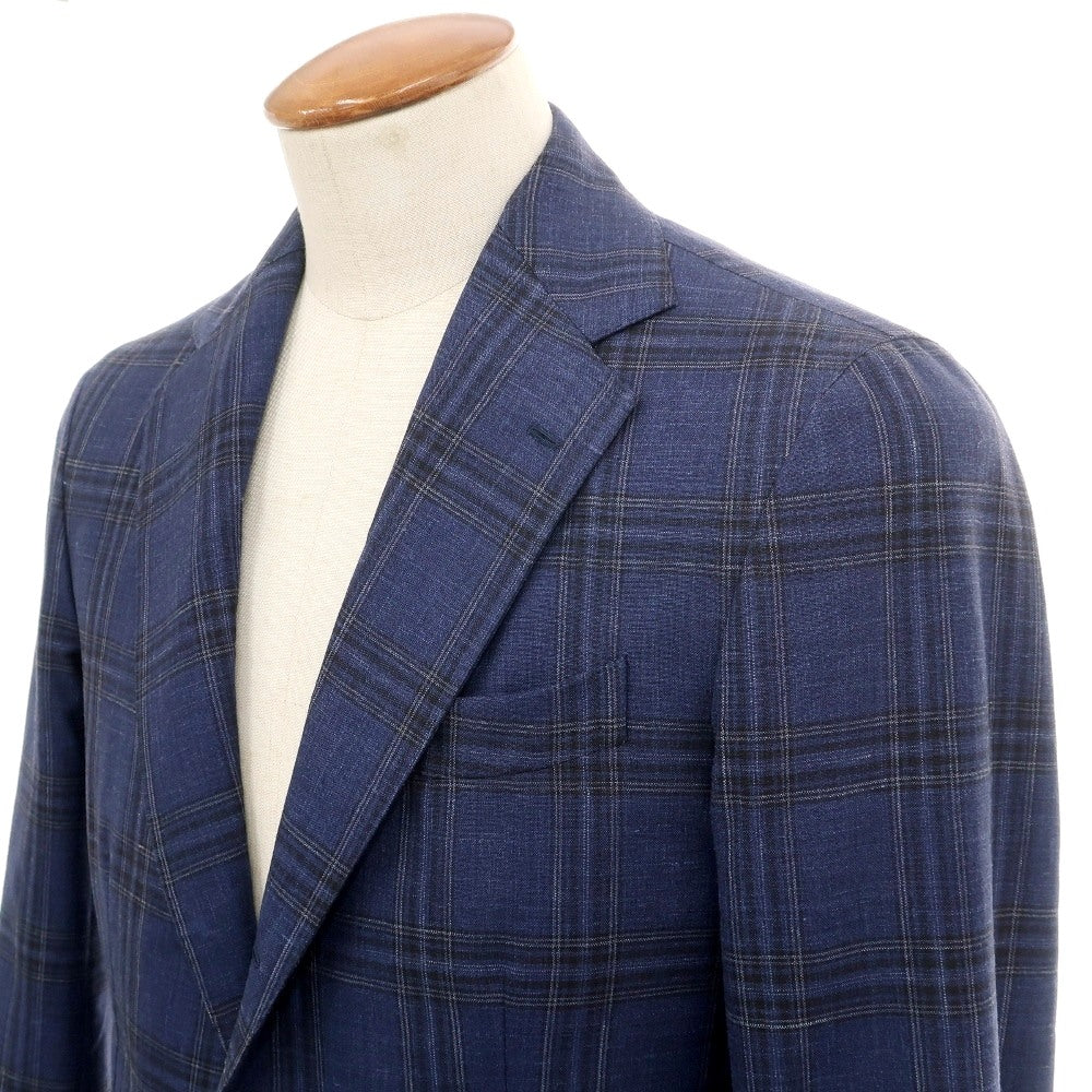 中古】デペトリロ DE PETRILLO ウールシルクリネン チェック 3つボタン