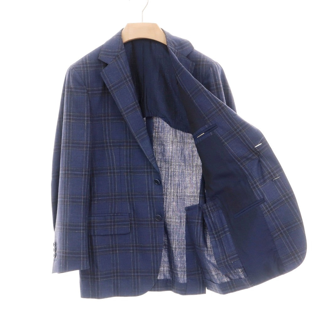 中古】デペトリロ DE PETRILLO ウールシルクリネン チェック 3つボタン