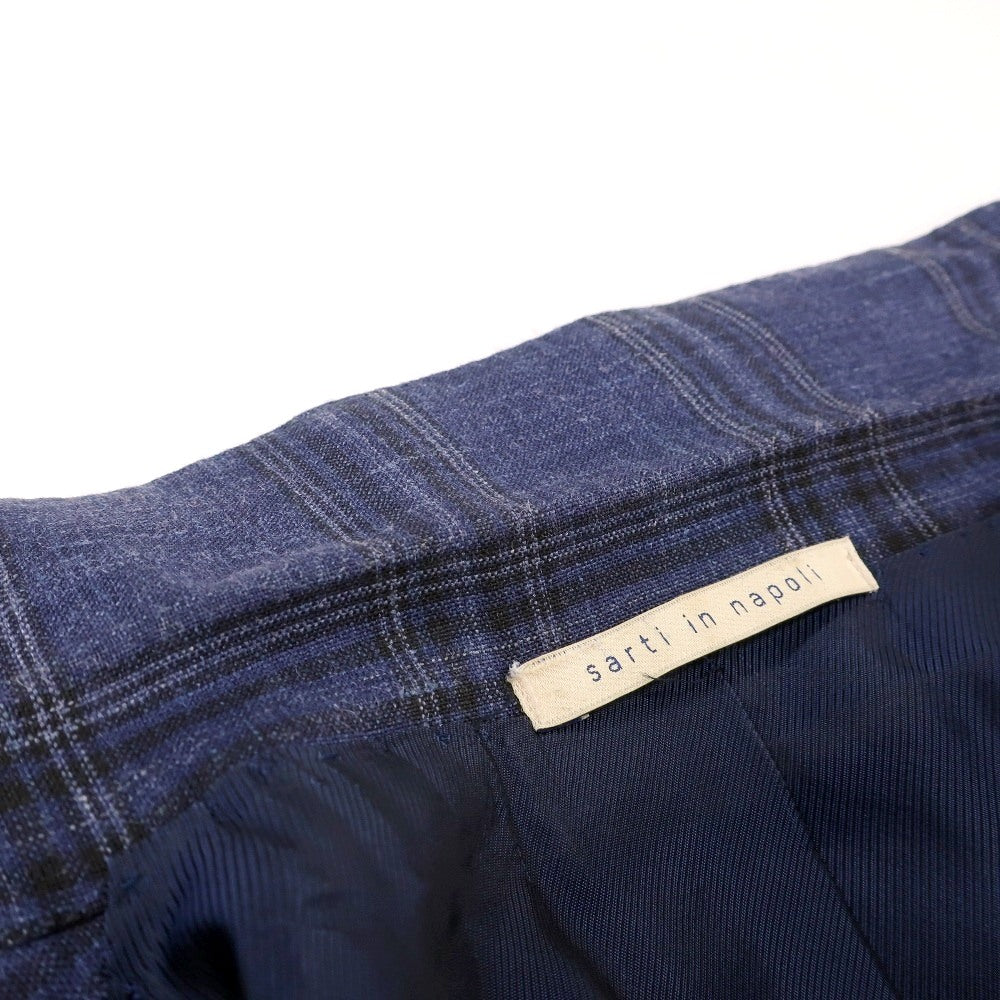 中古】デペトリロ DE PETRILLO ウールシルクリネン チェック 3つボタン