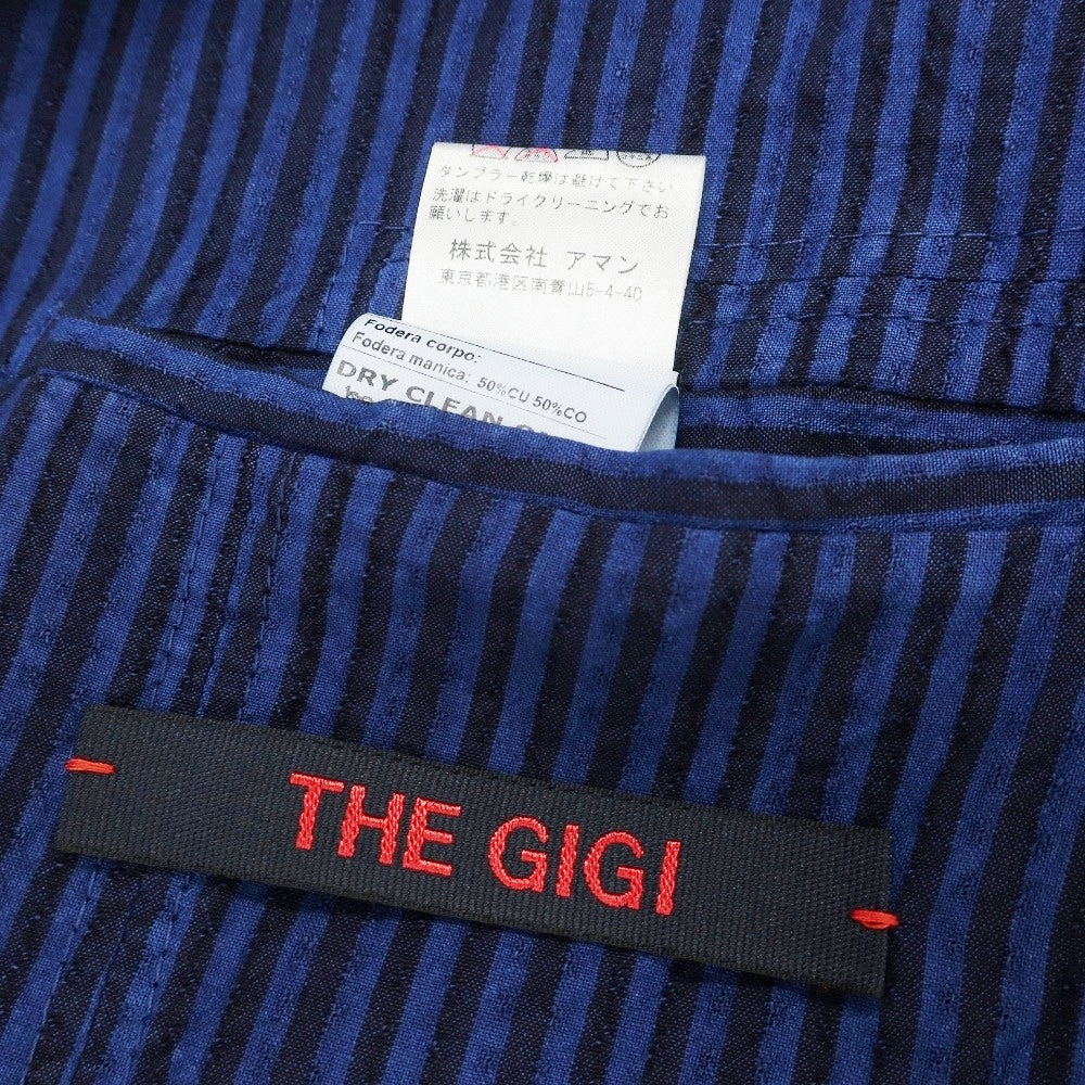 中古】ザ ジジ THE GIGI ストライプ 3つボタンスーツ ダークブルーx