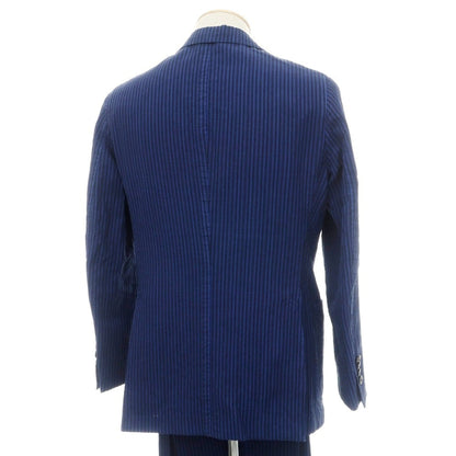 【中古】ザ ジジ THE GIGI ストライプ 3つボタンスーツ ダークブルーxブラックネイビー【サイズ46】【 状態ランクC 】【 メンズ 】