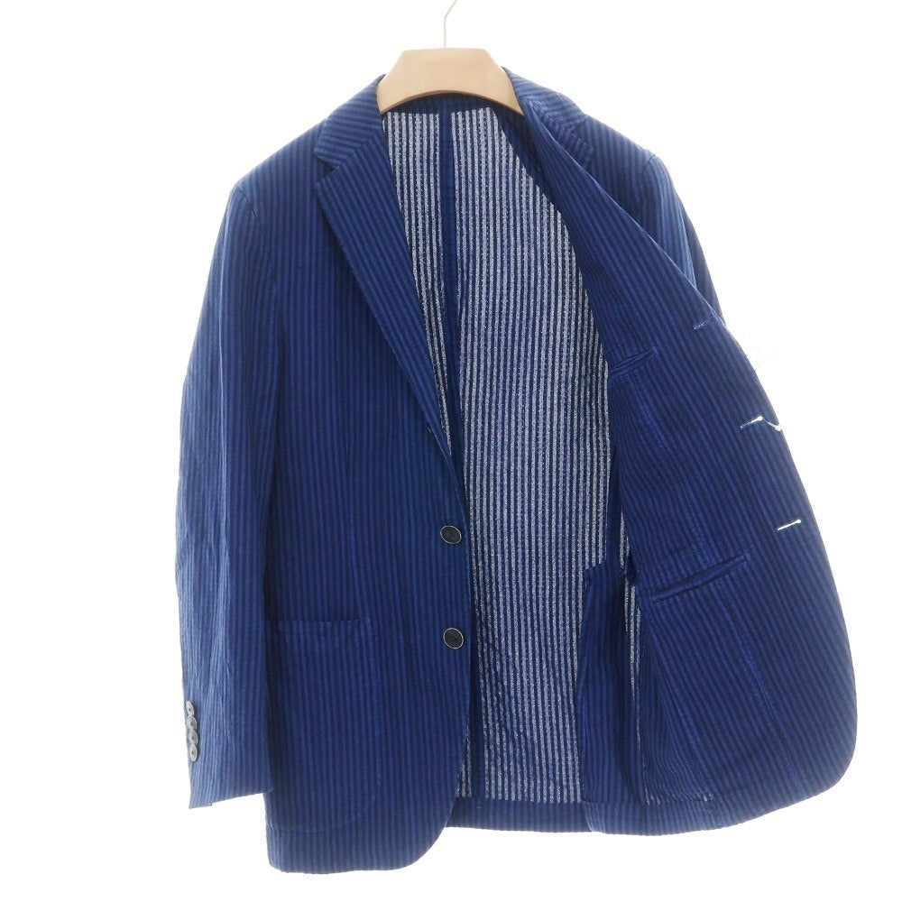 【中古】ザ ジジ THE GIGI ストライプ 3つボタンスーツ ダークブルーxブラックネイビー【サイズ46】【 状態ランクC 】【 メンズ 】