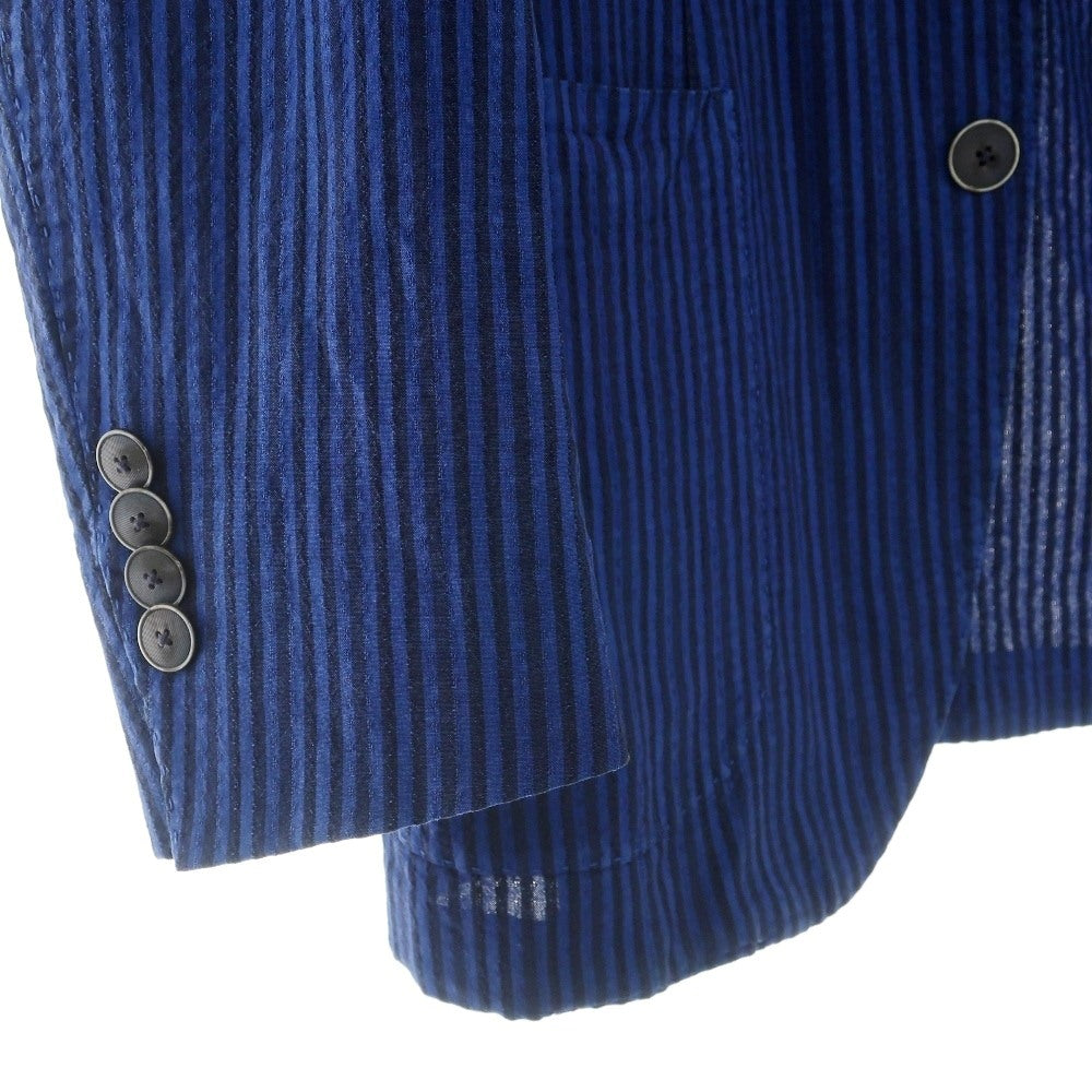 【中古】ザ ジジ THE GIGI ストライプ 3つボタンスーツ ダークブルーxブラックネイビー【サイズ46】【 状態ランクC 】【 メンズ 】