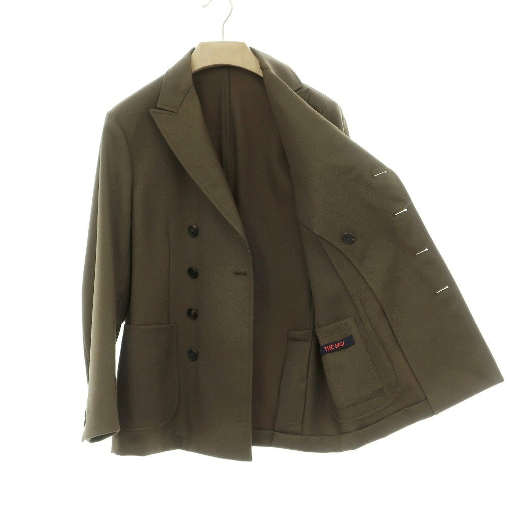 【中古】ザ ジジ THE GIGI ウール 8B ダブルスーツ オリーブ【サイズ46】【 状態ランクC 】【 メンズ 】