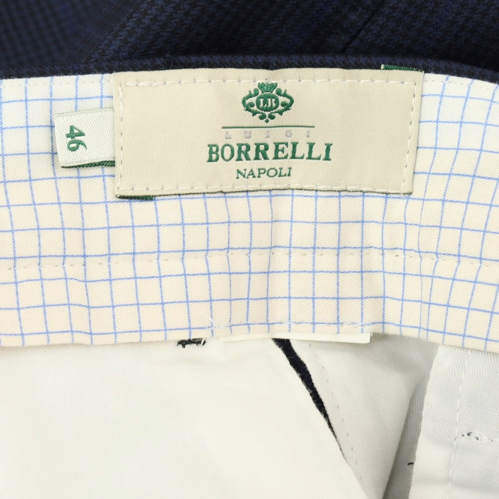 【中古】ルイジ ボレッリ Luigi Borrelli ウール チェック ドレススラックスパンツ ネイビー【サイズ46】【 状態ランクA 】【 メンズ 】