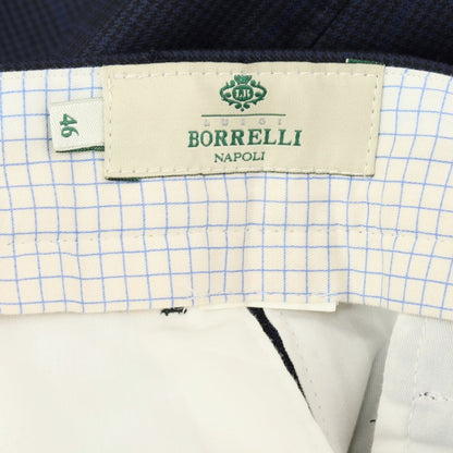 【中古】ルイジ ボレッリ Luigi Borrelli ウール チェック ドレススラックスパンツ ネイビー【サイズ46】【 状態ランクA 】【 メンズ 】