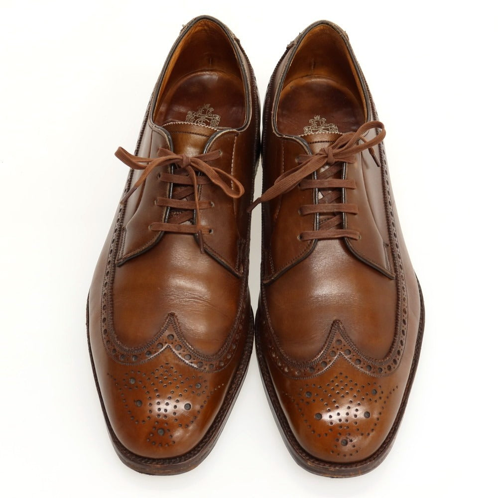 【中古】クロケットアンドジョーンズ CROCKETT&amp;JONES カーフ レザー 旧ロゴ ドレスシューズ ブラウン【サイズ8E】【 状態ランクB 】【 メンズ 】