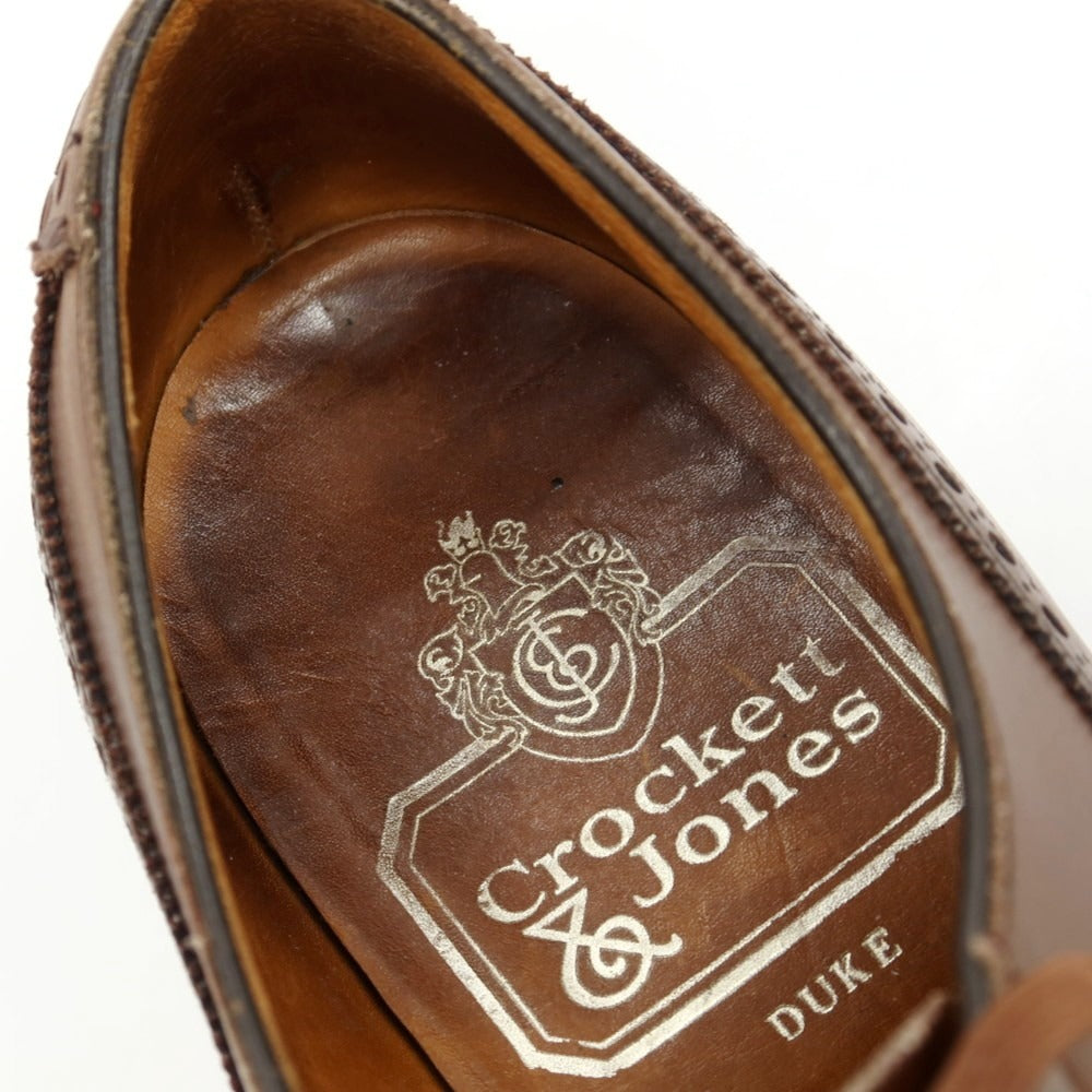 【中古】クロケットアンドジョーンズ CROCKETT&amp;JONES カーフ レザー 旧ロゴ ドレスシューズ ブラウン【サイズ8E】【 状態ランクB 】【 メンズ 】