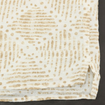 【中古】バナナリパブリック Banana Republic リネンコットン 総柄 プリント オープンカラー 半袖シャツ ホワイトxブラウン【サイズL】【 状態ランクB 】【 メンズ 】