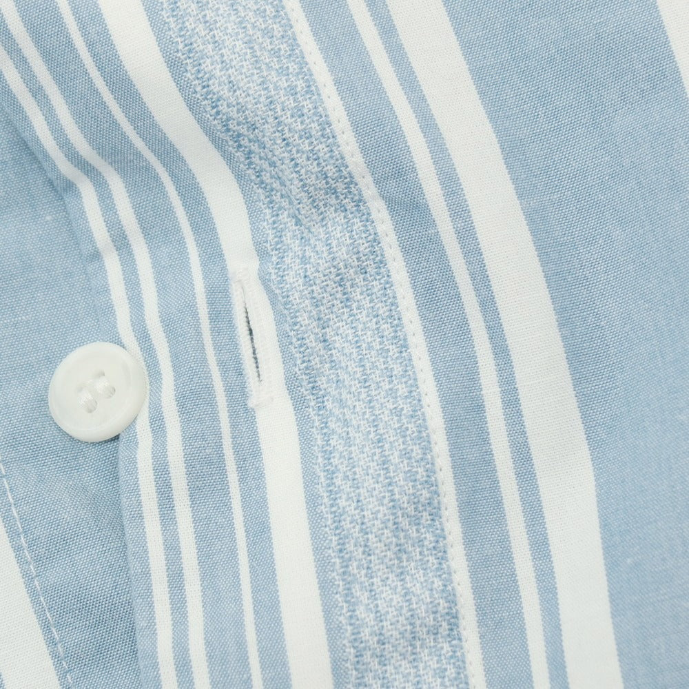 【中古】バナナリパブリック Banana Republic コットンポリエステル ストライプ オープンカラー 半袖シャツ ライトブルーxホワイト【サイズL】【 状態ランクB 】【 メンズ 】