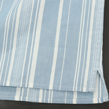【中古】バナナリパブリック Banana Republic コットンポリエステル ストライプ オープンカラー 半袖シャツ ライトブルーxホワイト【サイズL】【 状態ランクB 】【 メンズ 】