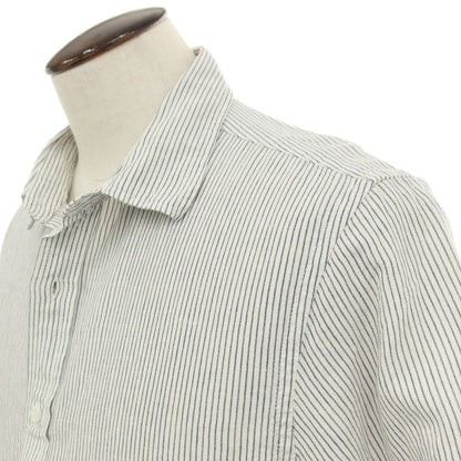 【中古】バナナリパブリック Banana Republic リネンコットン ストライプ 半袖シャツ ホワイトxネイビー【サイズL】【 状態ランクB 】【 メンズ 】
